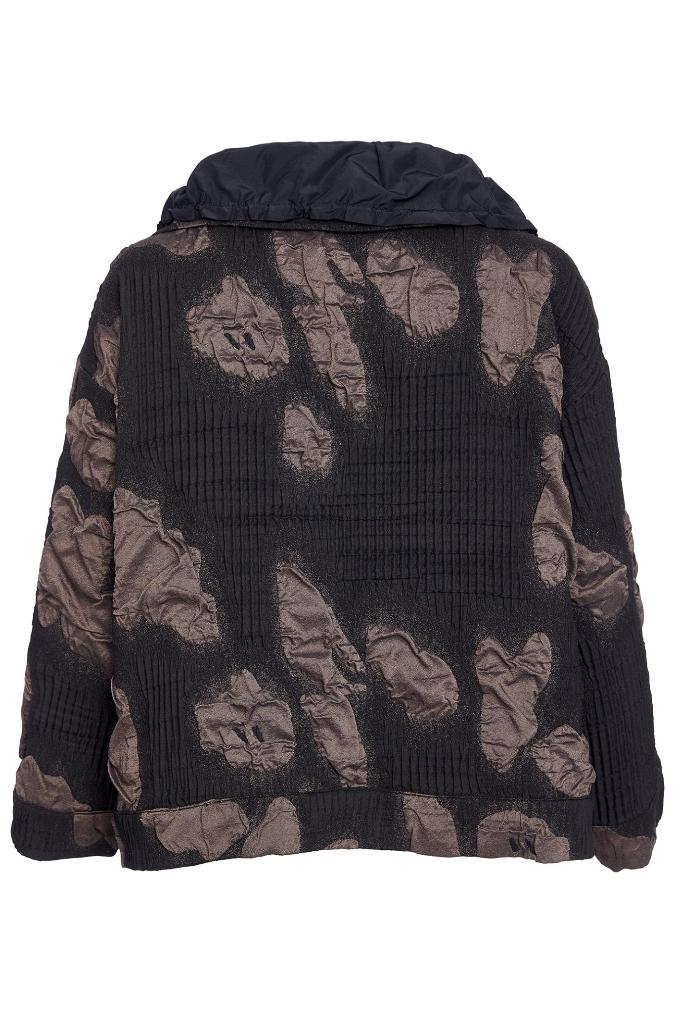 Naya NAW25186 Double Breasted Jacquard Jacket Metal Crushed Collar – Black Brown 973 - Dotique - Naya