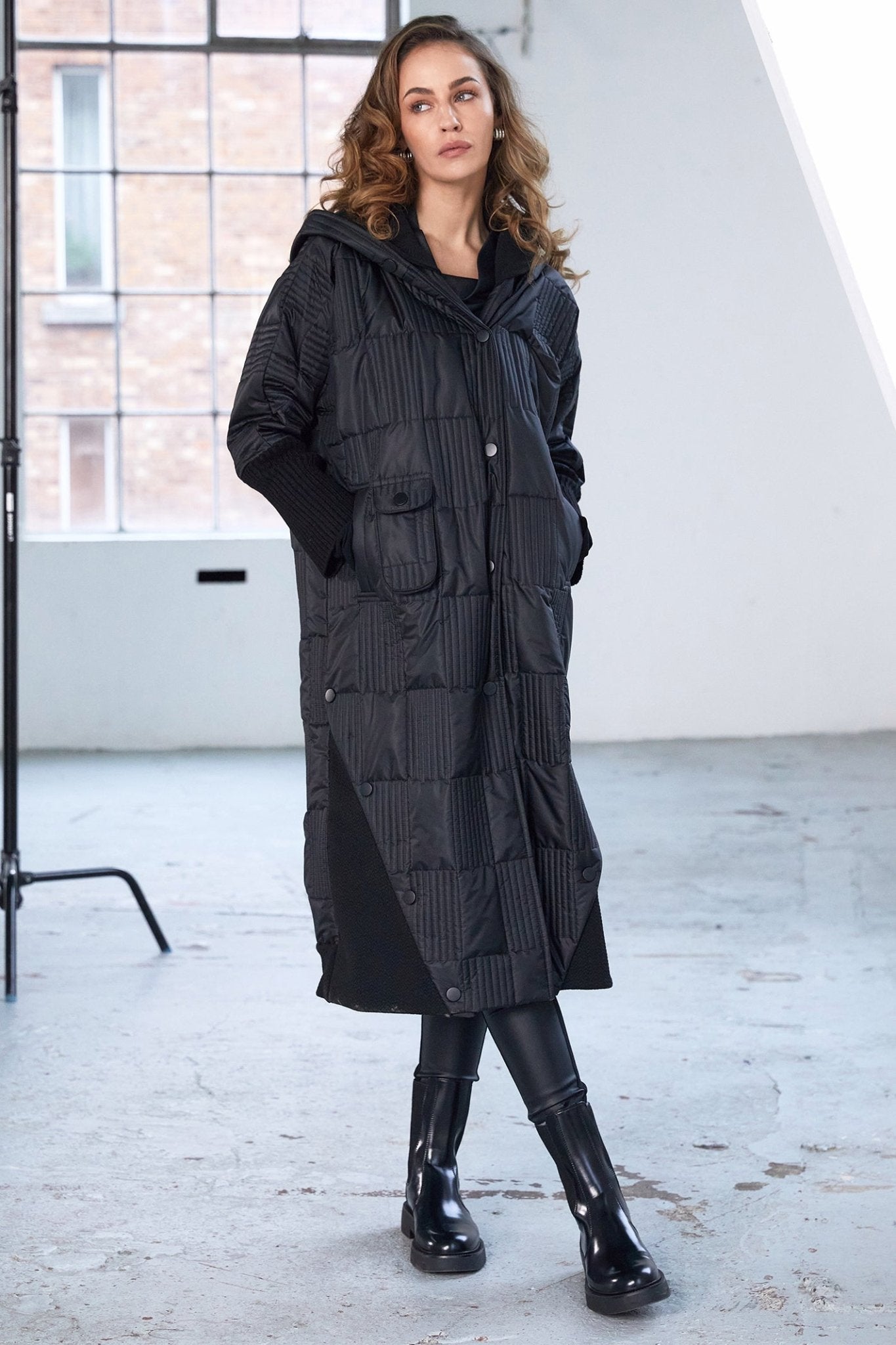 Naya NAW25201 Black Padded Coat with Collar Insert - Dotique - Naya