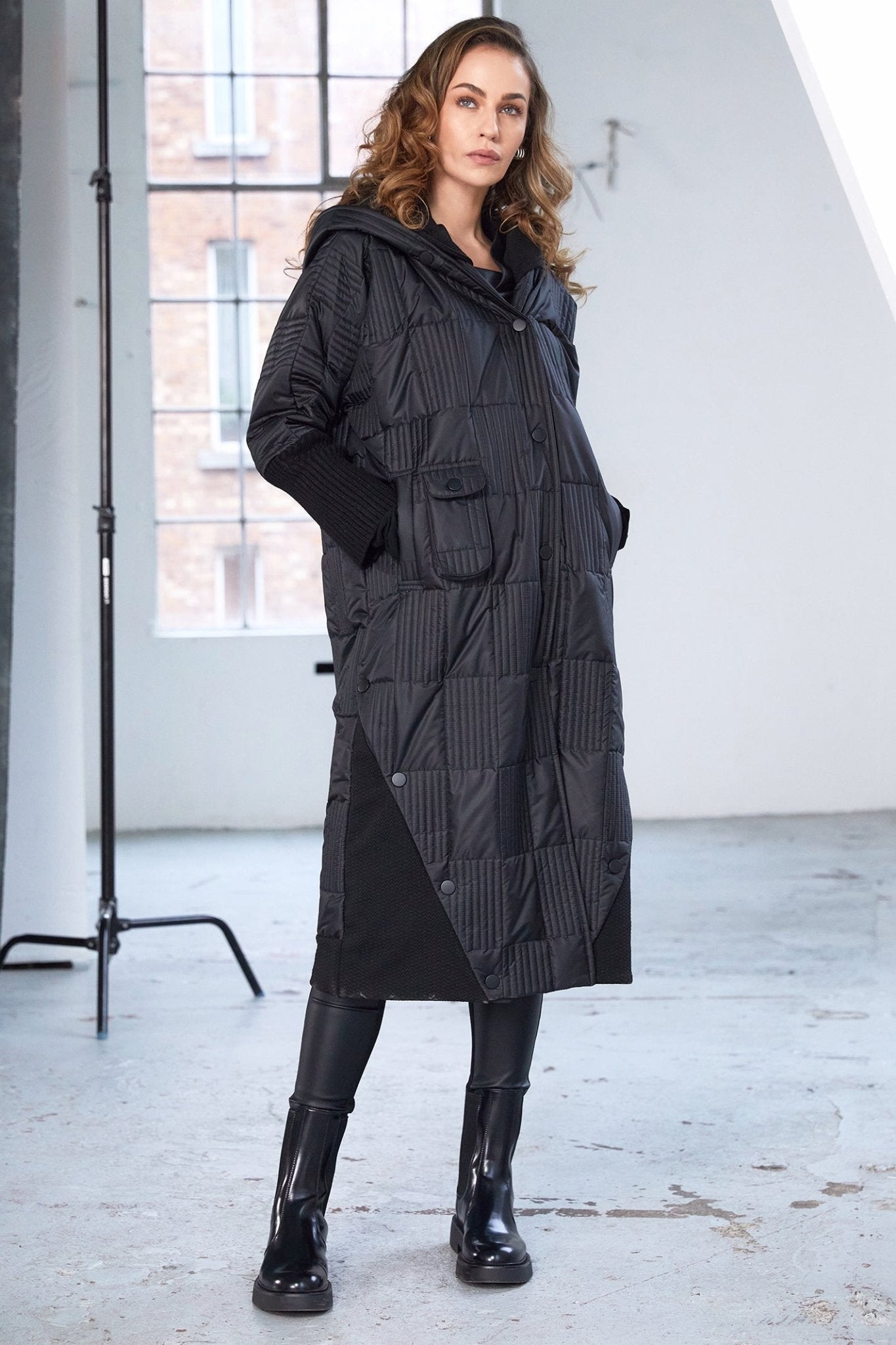 Naya NAW25201 Black Padded Coat with Collar Insert - Dotique - Naya