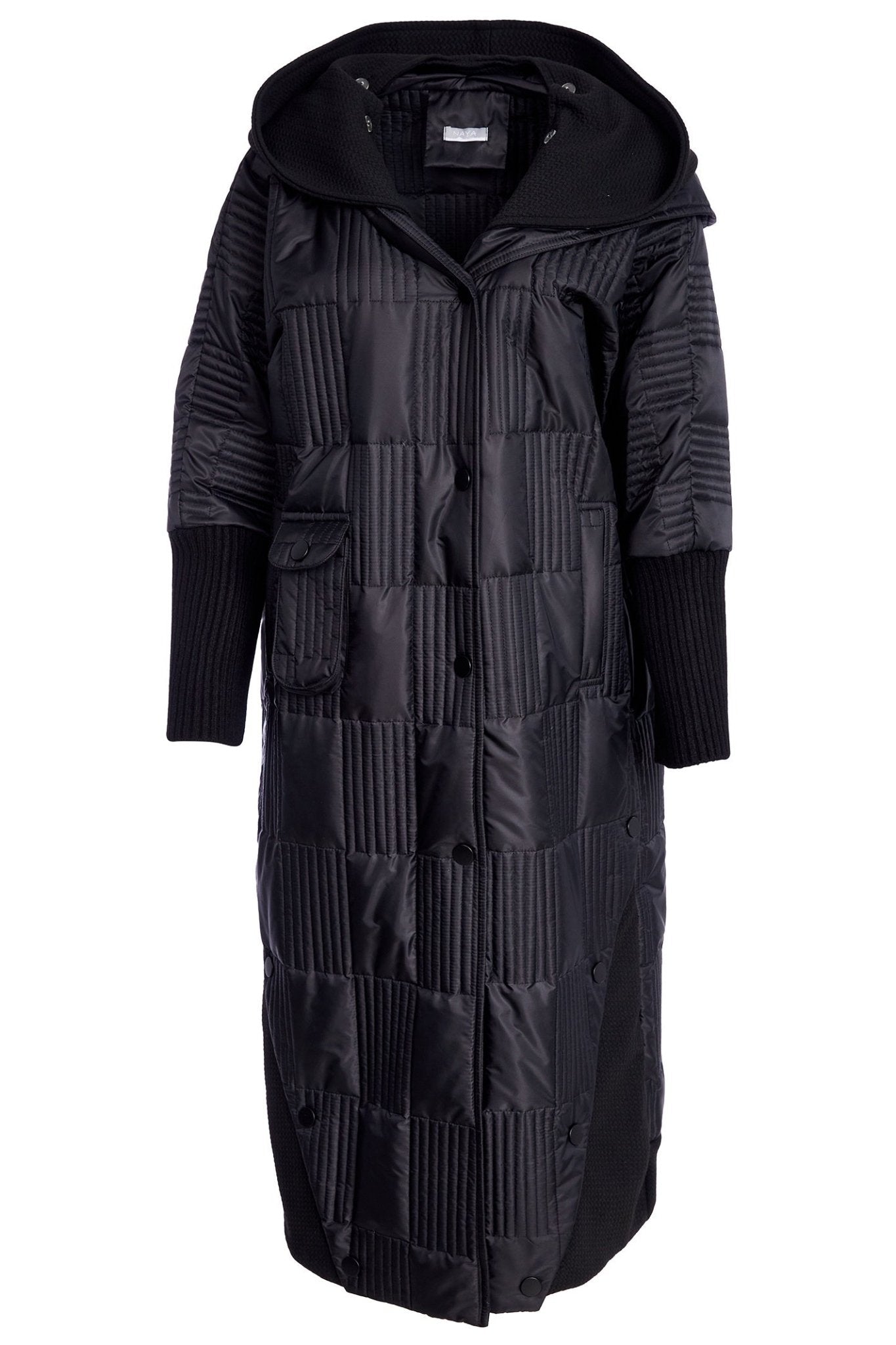 Naya NAW25201 Black Padded Coat with Collar Insert - Dotique - Naya