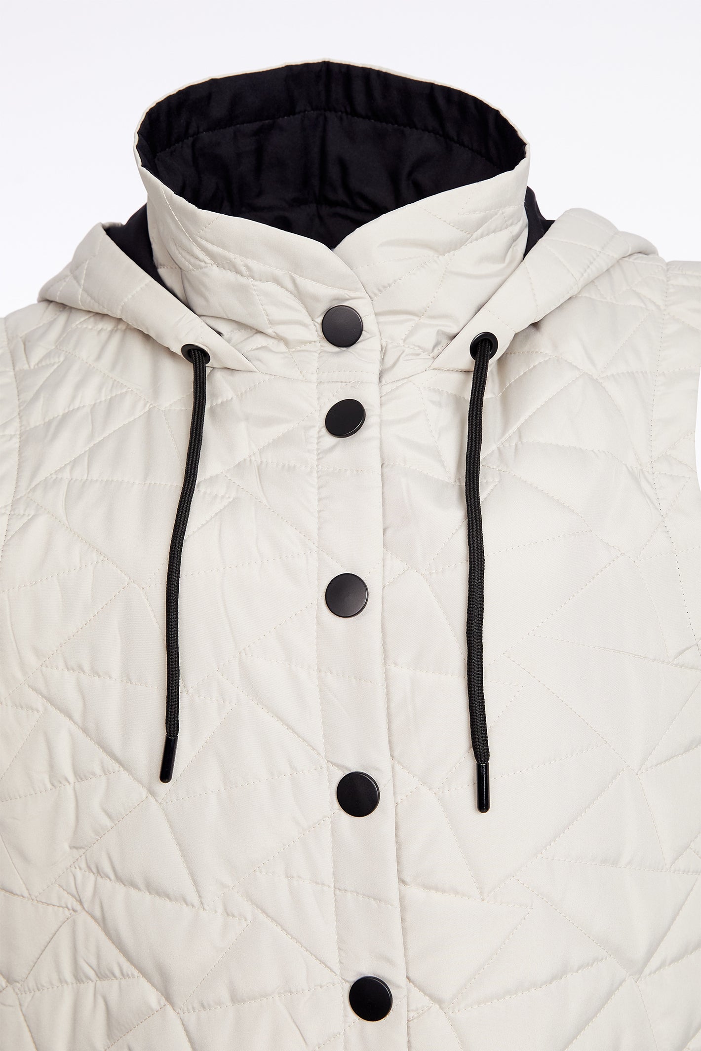 Naya NAW25209 Taupe Padded Long Line Gilet with Contrast Zips and Trims – Colour 779