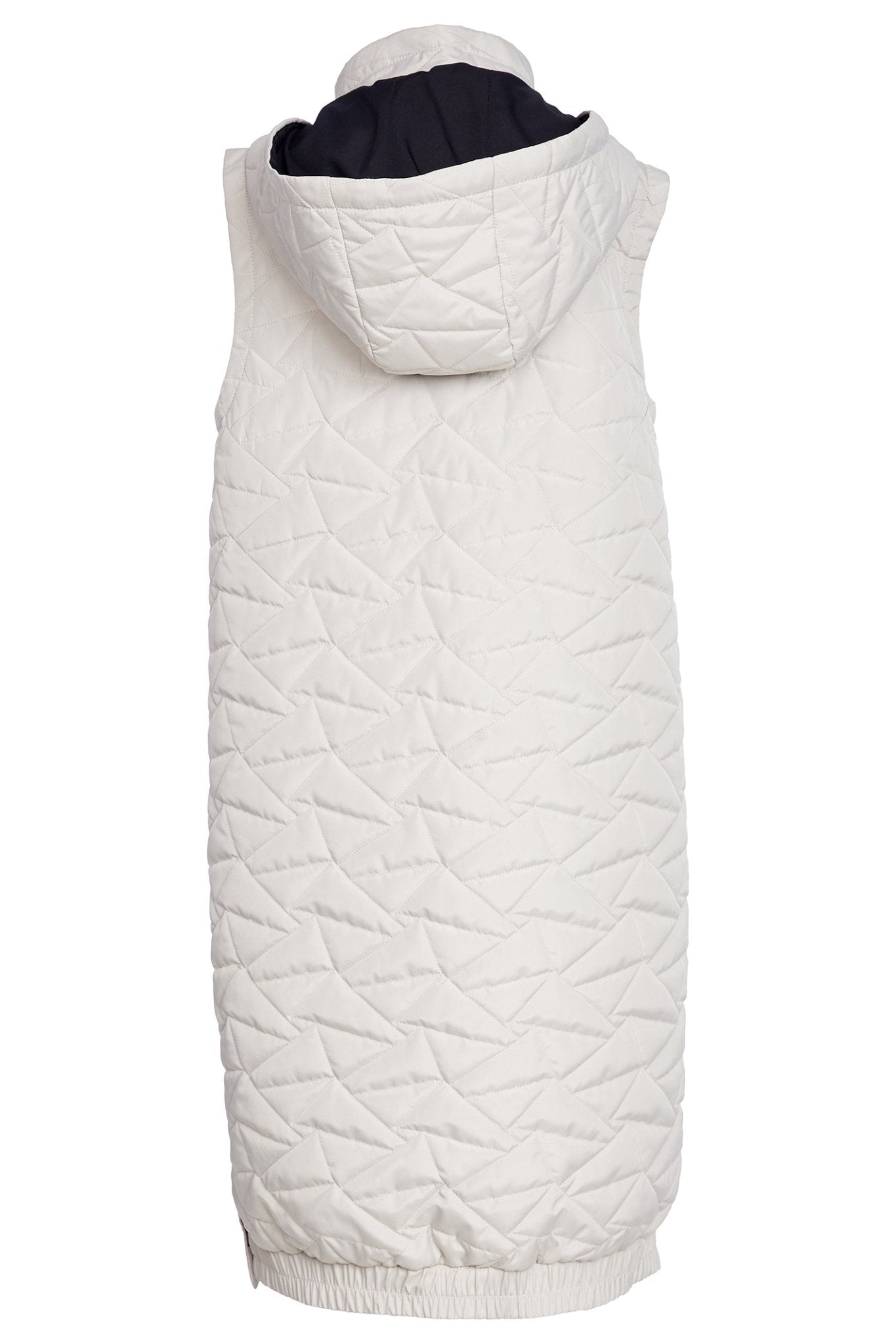 Naya NAW25209 Taupe Padded Long Line Gilet with Contrast Zips and Trims – Colour 779 - Dotique - Naya