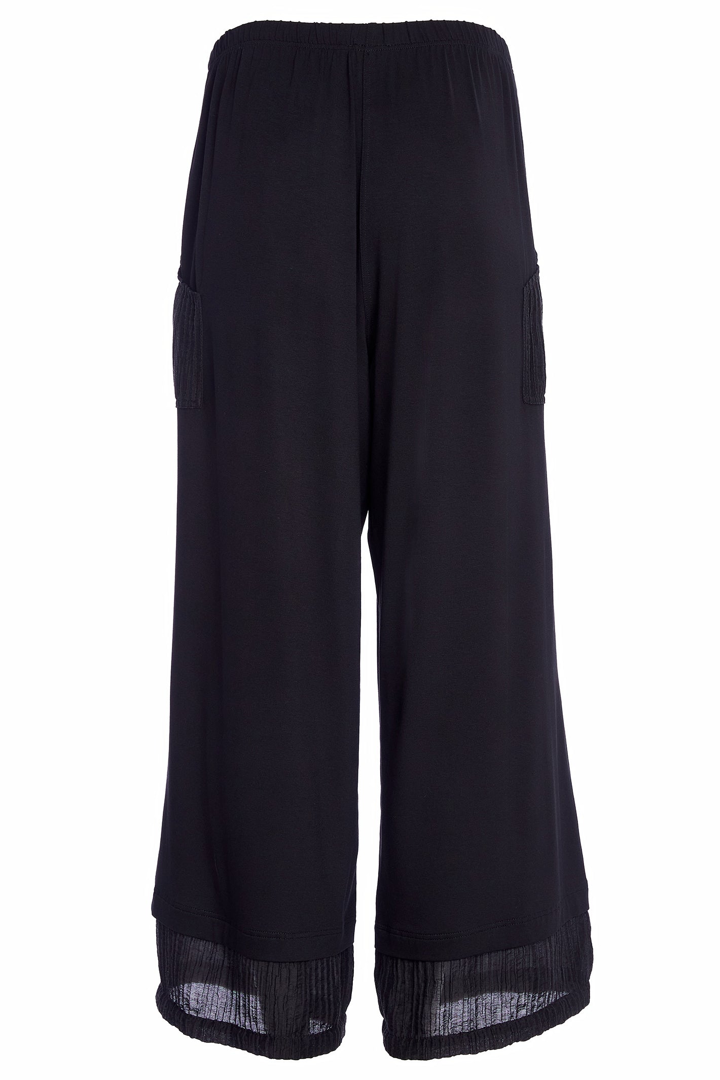 Naya NAW25223 Black Pull Up Trouser with Contrast Embossed Rib Pockets and Hemline – Colour 09
