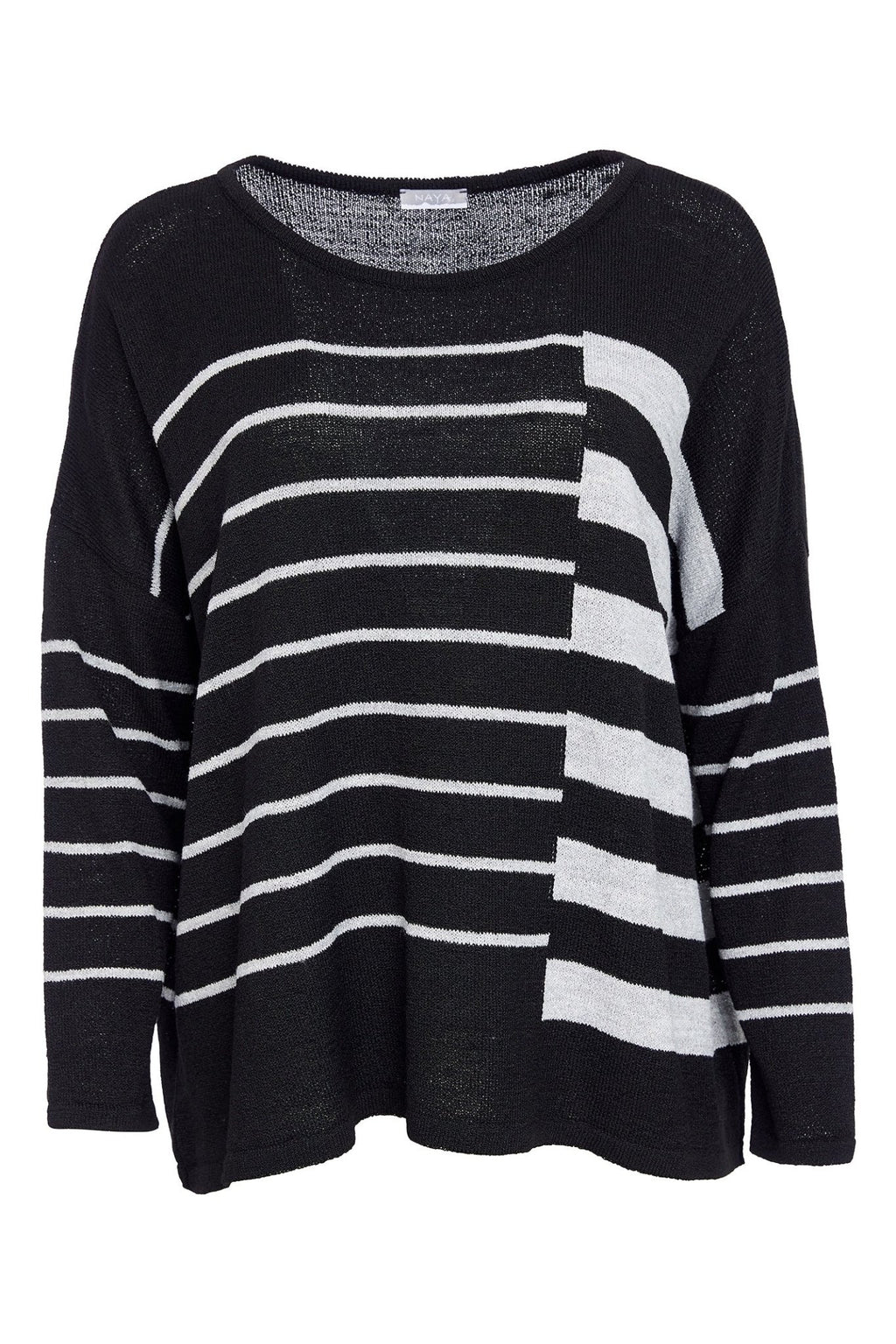 Black and white striped sweater on a white background