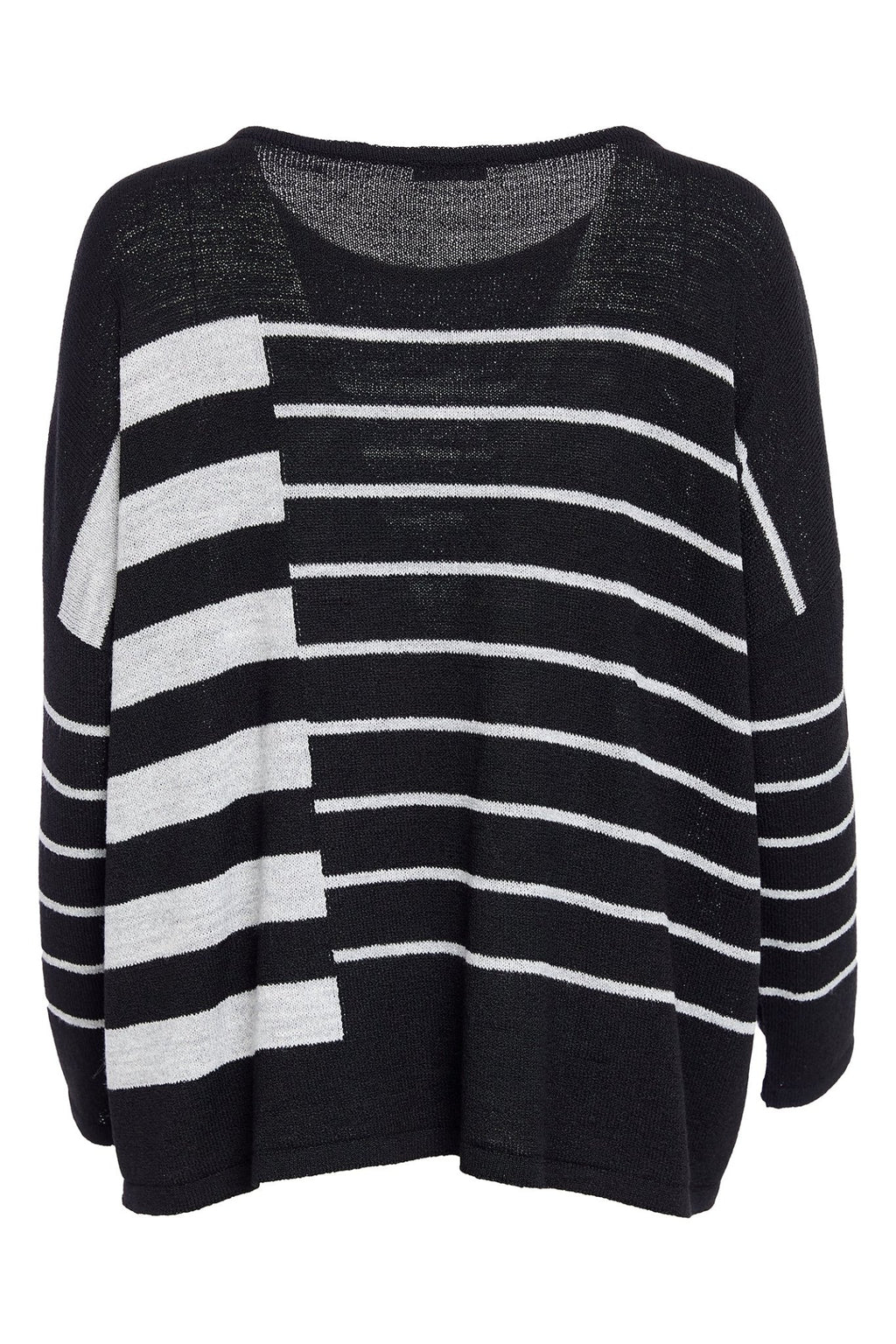Black and white striped sweater on a white background