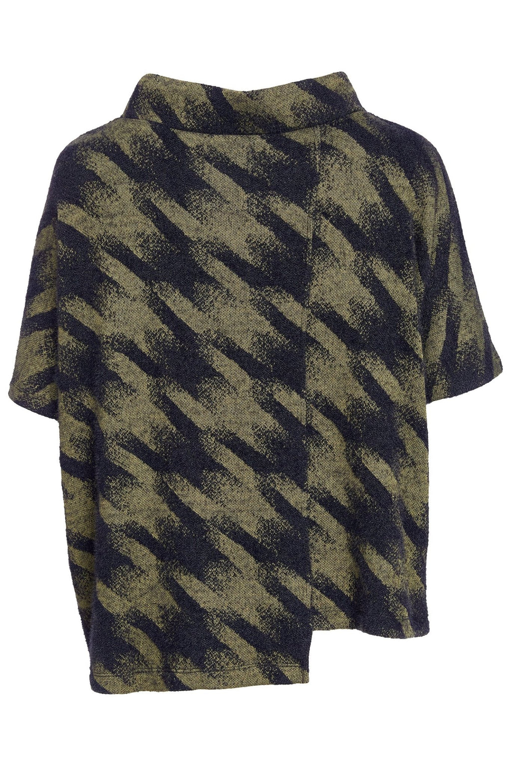 Naya NAW25244 Moss Green Houndstooth Knit High Neck Top - Dotique - Naya