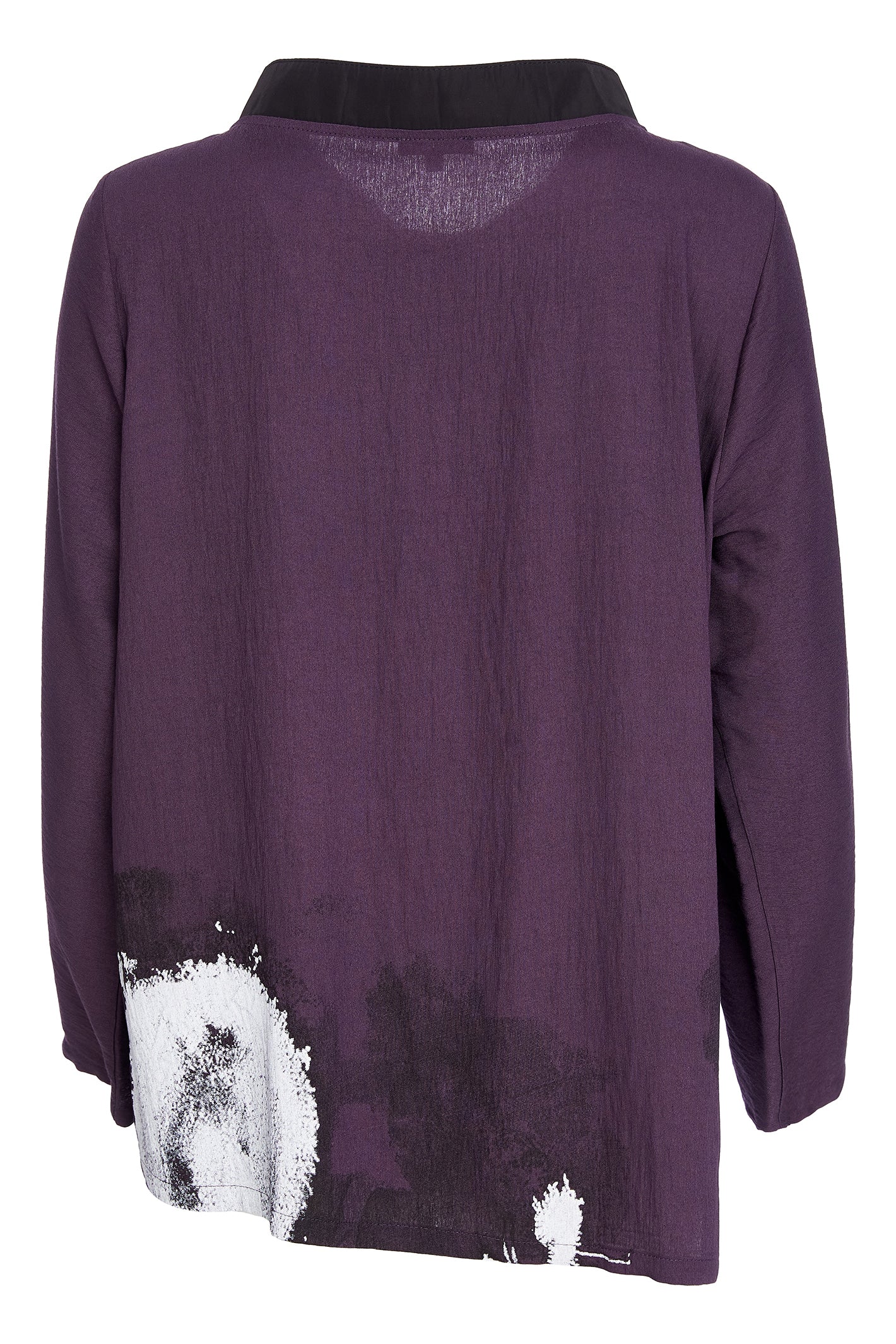Naya NAW25251 Purple Placement Print Top with Contrast Neckline – Colour 41