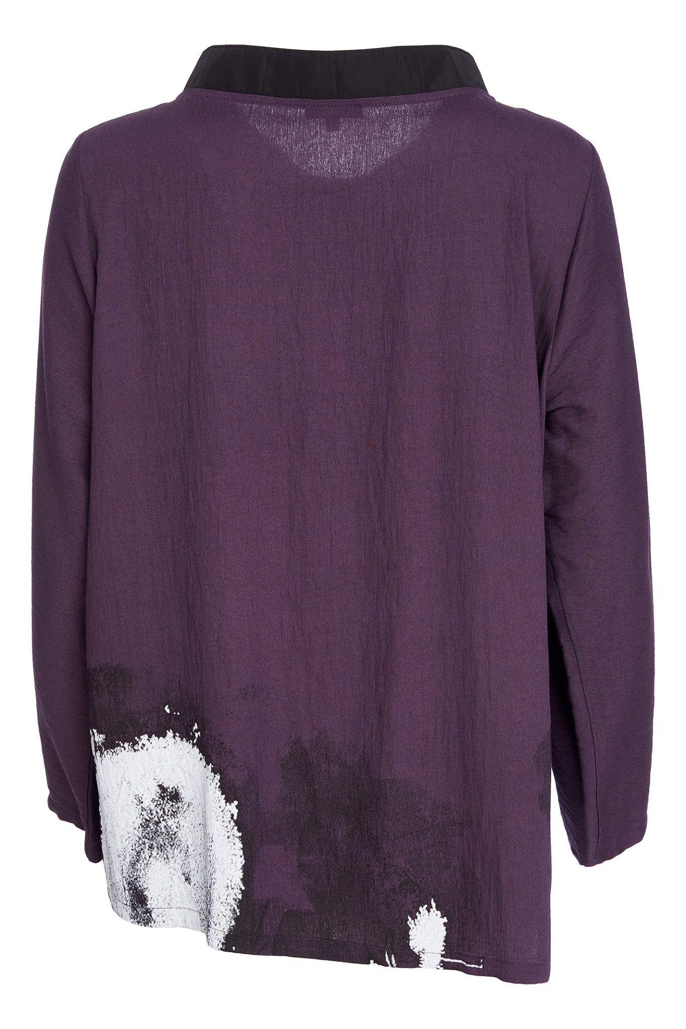 Naya NAW25251 Purple Placement Print Top with Contrast Neckline – Colour 41 - Dotique - Naya