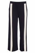Black pants with white stripes on a white background