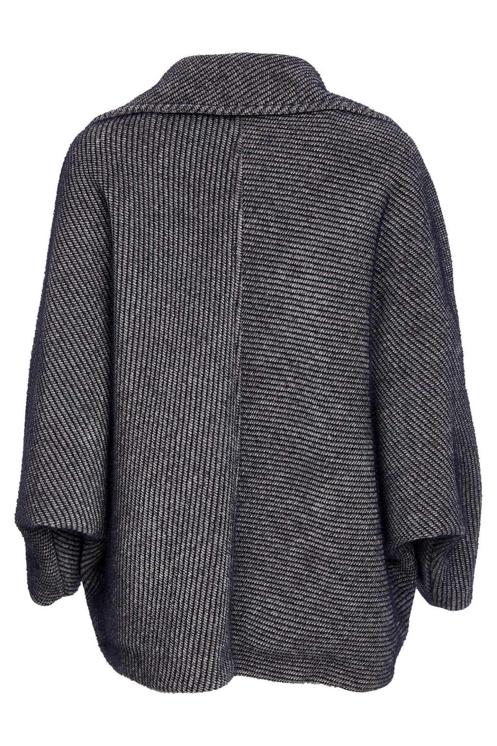 Naya NAW25298 Wool Mix Batwing Sleeve Jacket with Collar and Button Closing – Carbon Grey 86 - Dotique - Naya