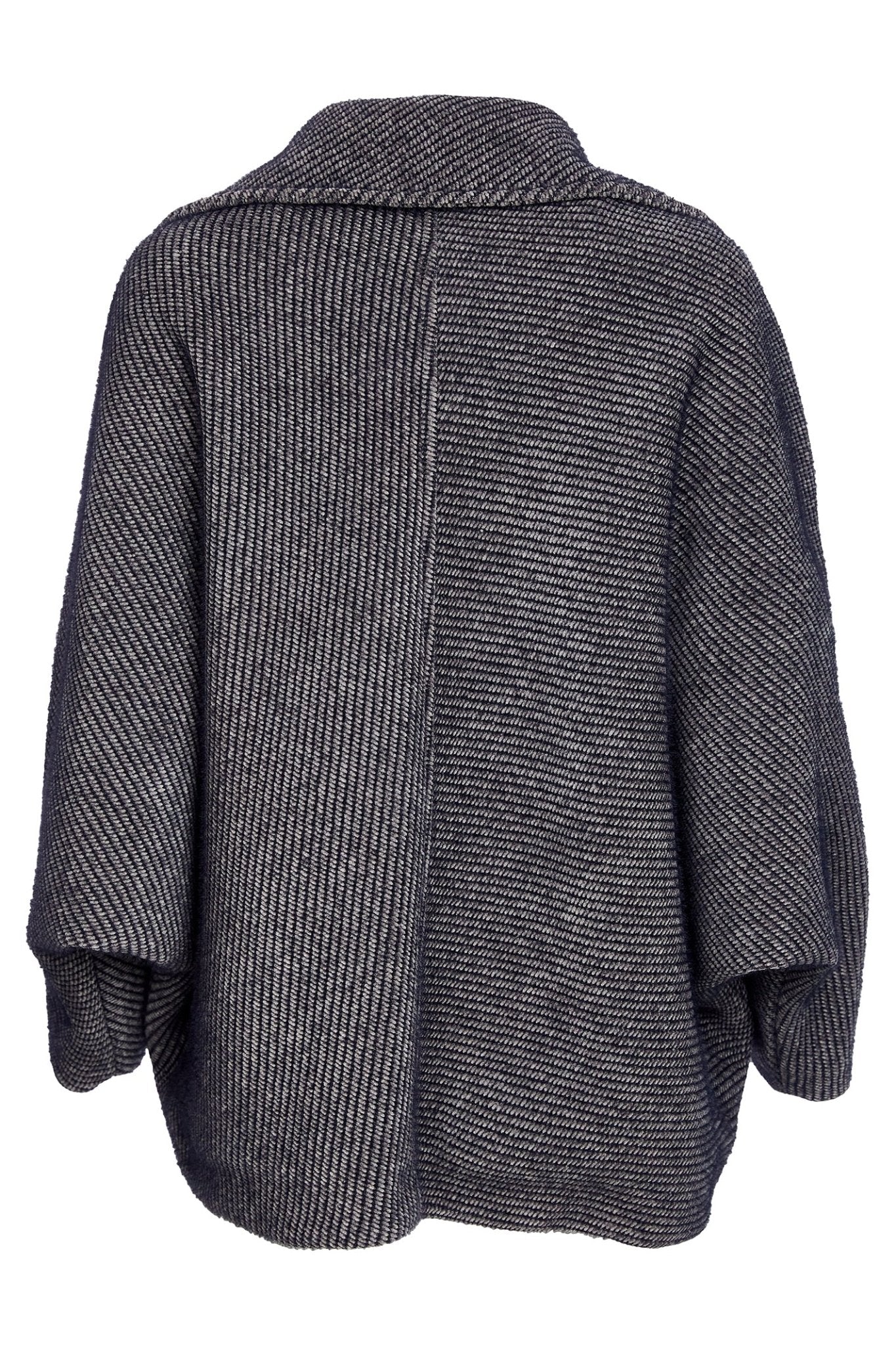 Naya NAW25298 Wool Mix Batwing Sleeve Jacket with Collar and Button Closing – Carbon Grey 86 - Dotique - Naya