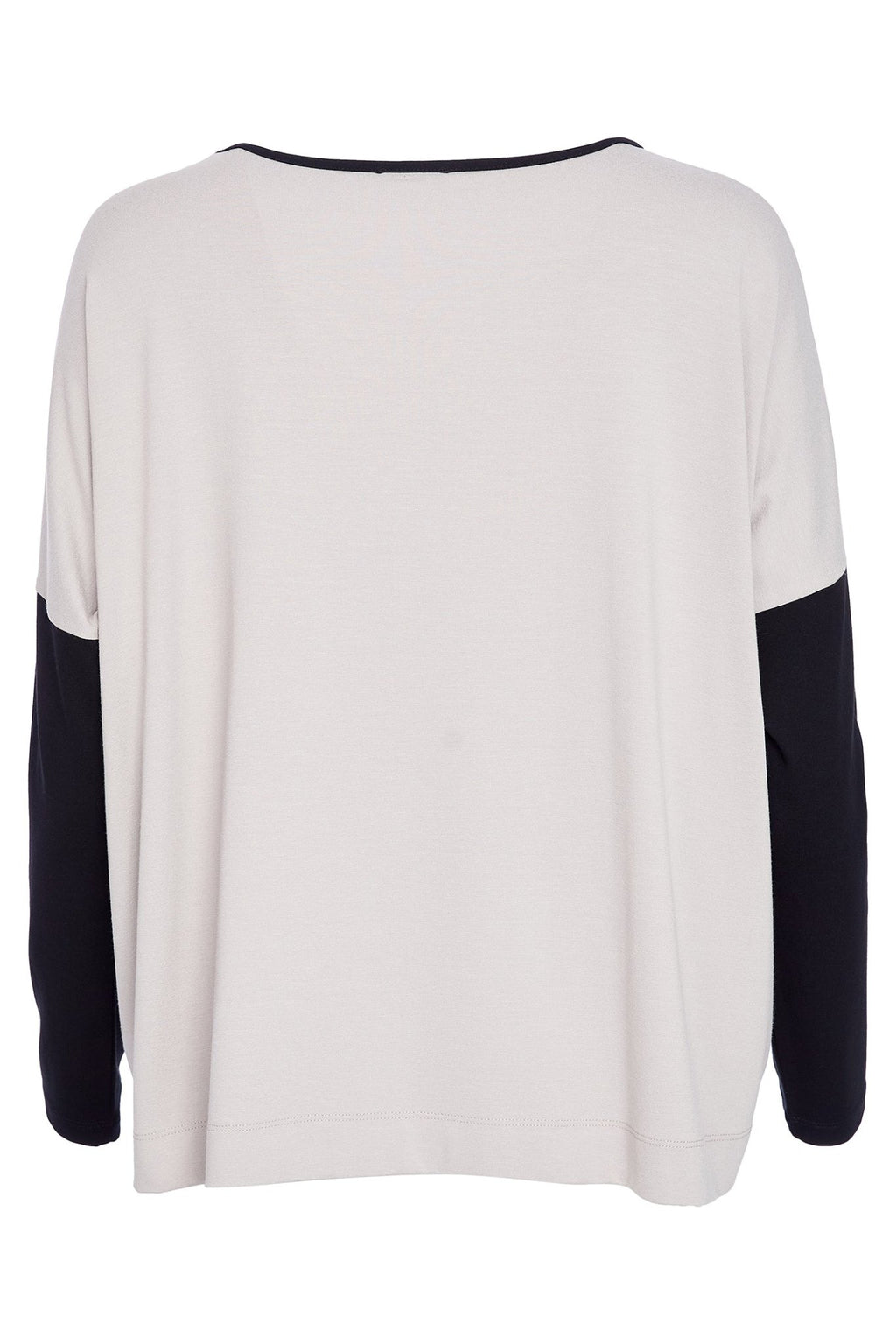 Naya NAW25308 Taupe Black Placement Print Top With Contrast Binding and Sleeves - Dotique - Naya