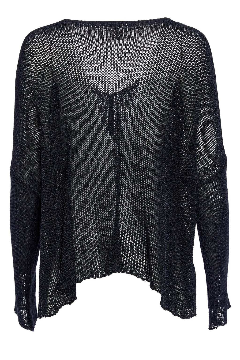 Black knit sweater on a white background