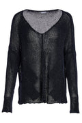 Black knit cardigan on a white background
