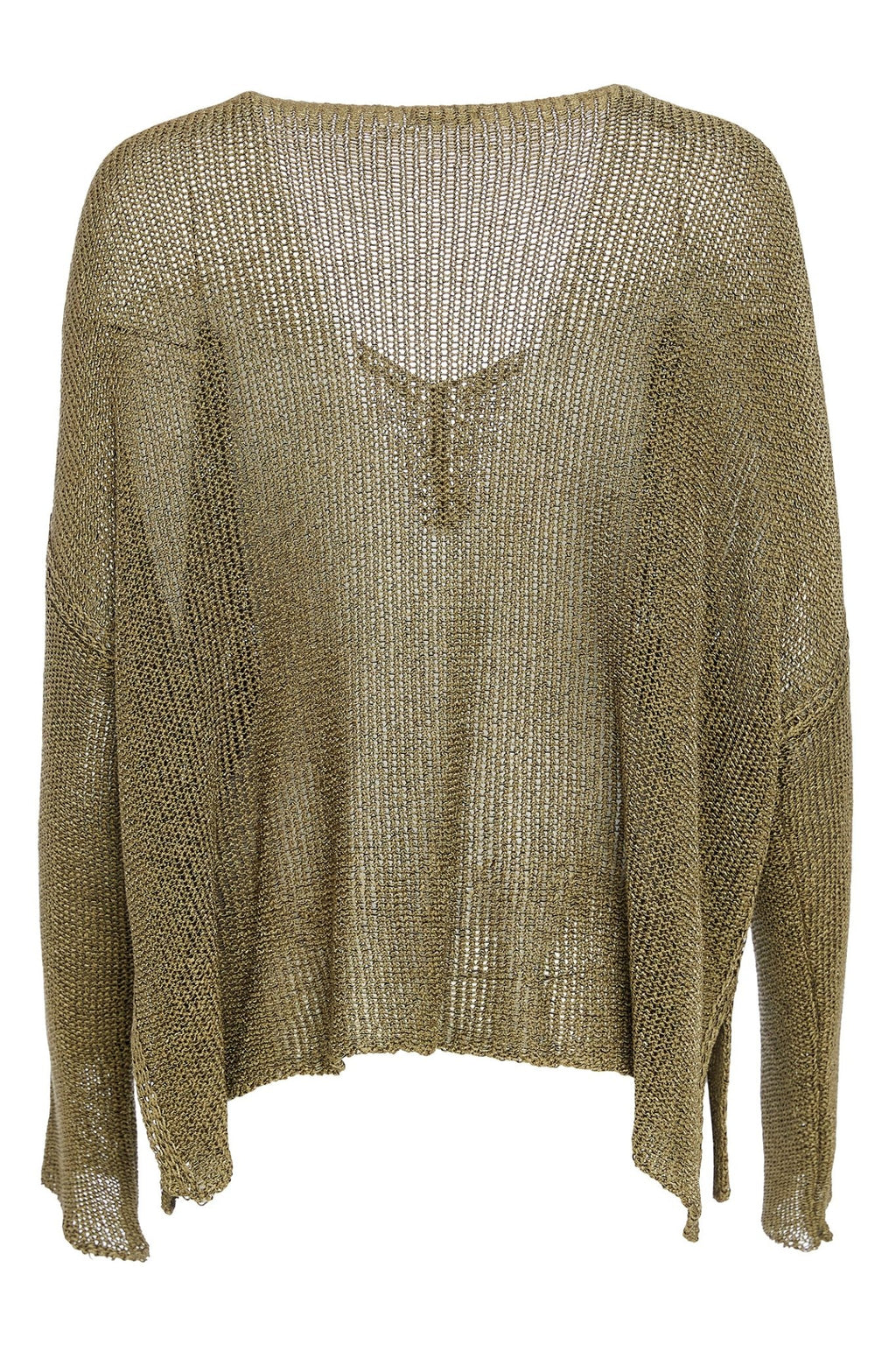 Khaki knit sweater on a white background