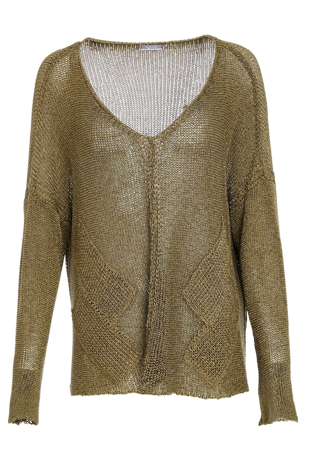 Khaki knit sweater on a white background