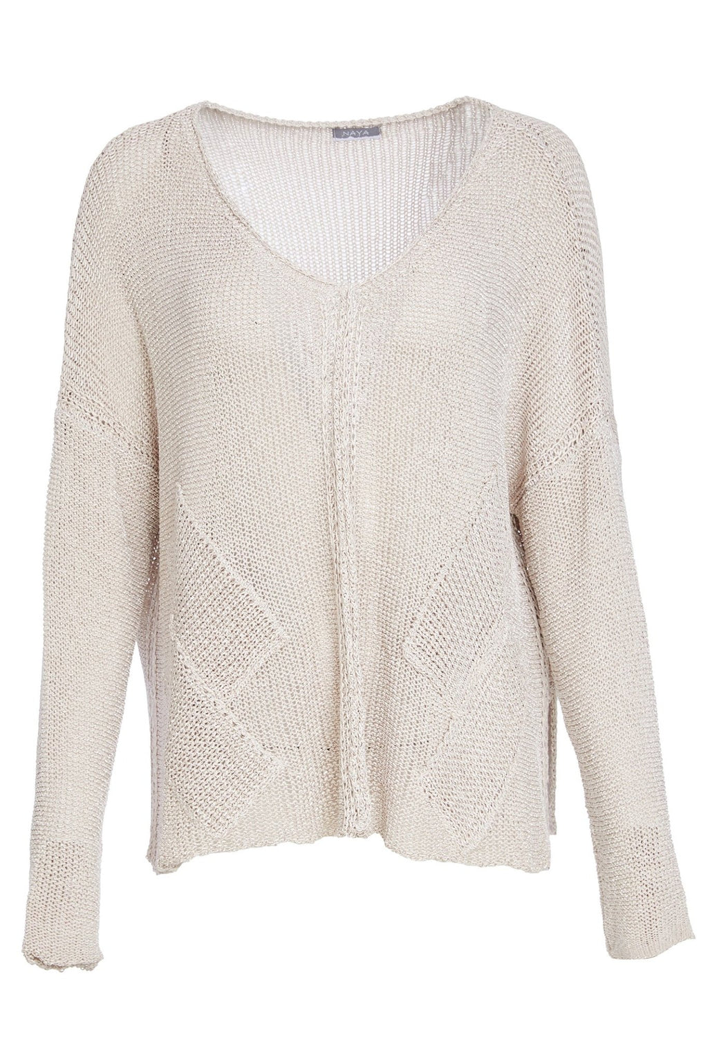 Beige knitted sweater on a white background