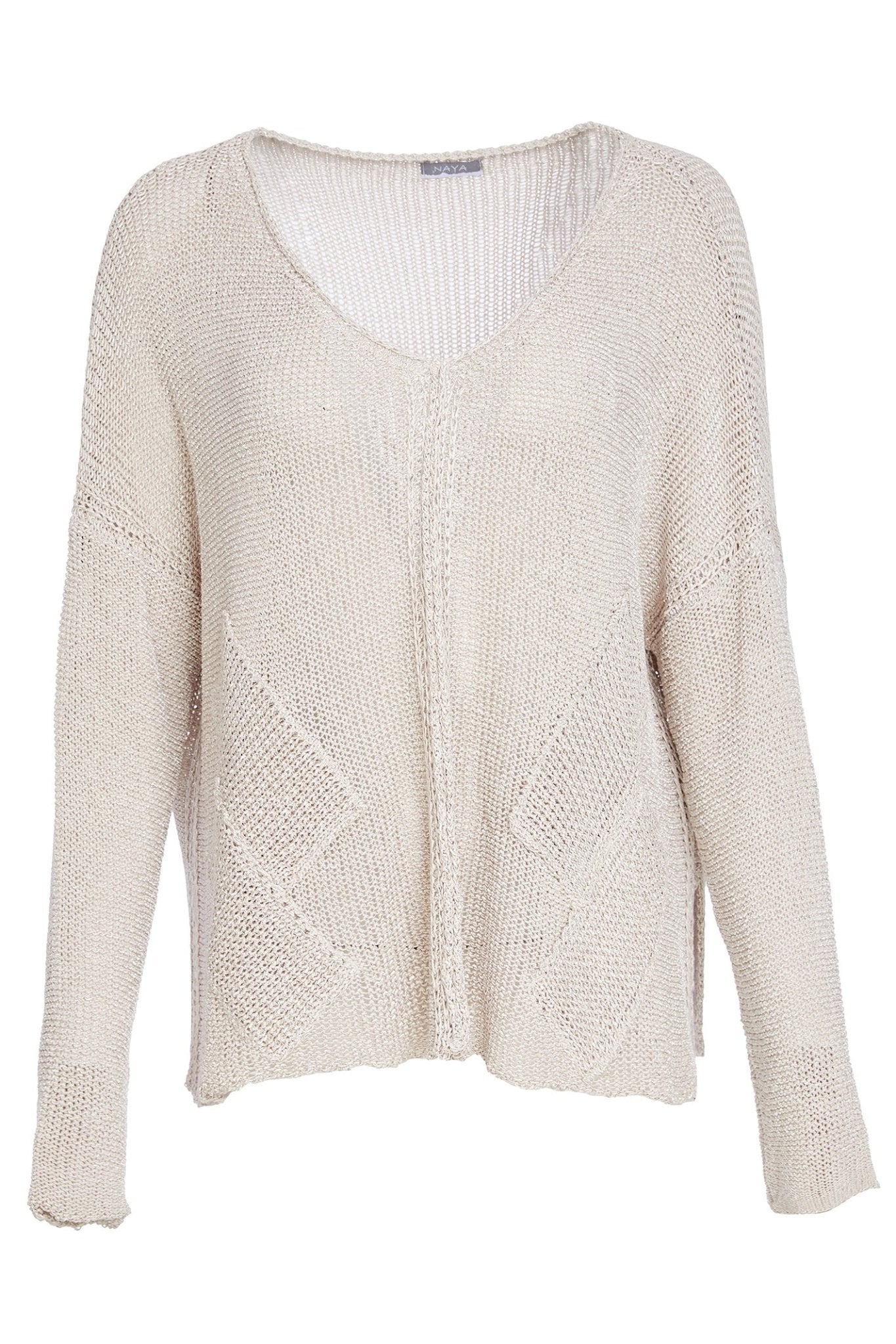 Beige knitted sweater on a white background