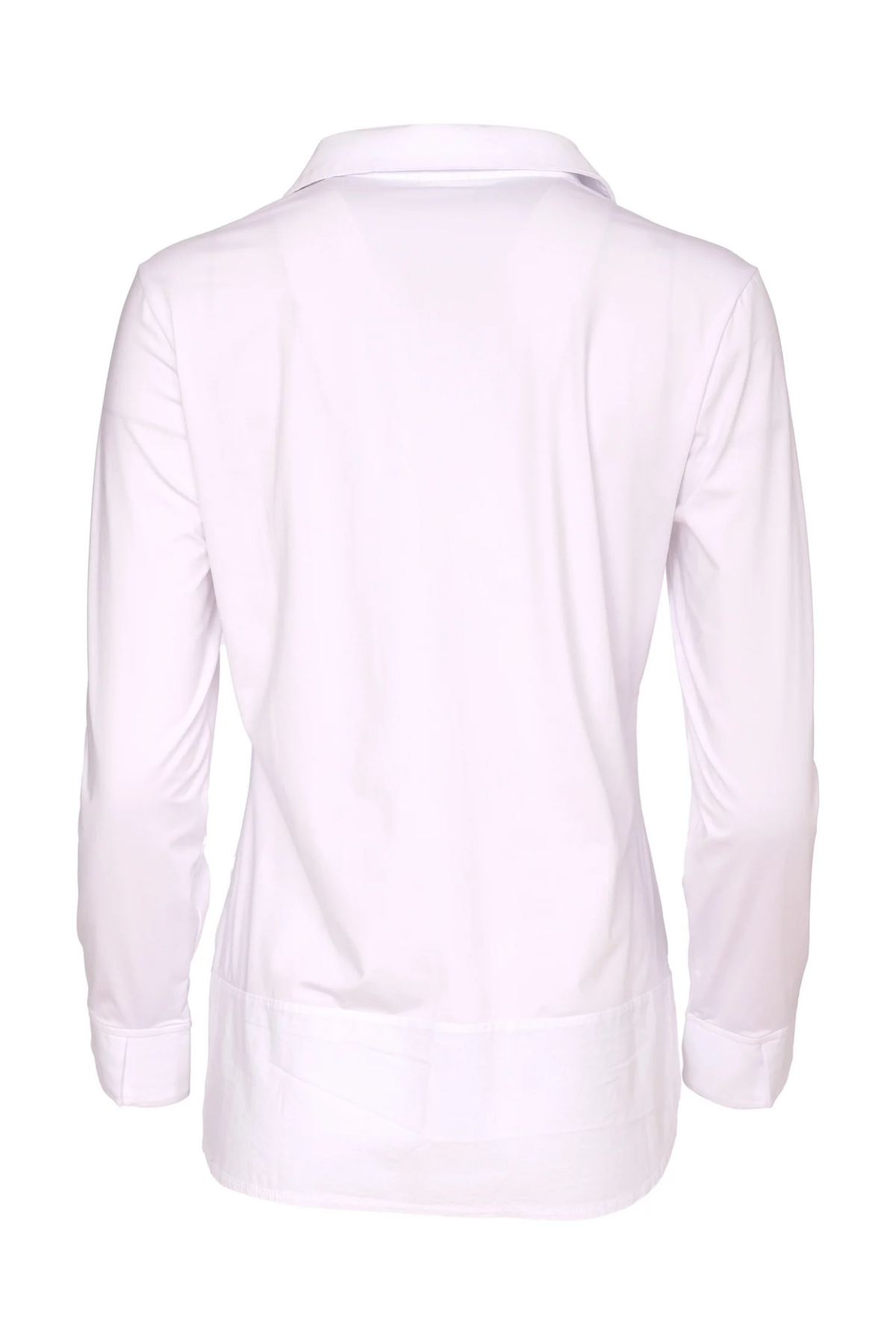 Naya NAW26107 White Jersey Top With Cotton Collar Cuff And Hem Panel Shop Naya at Dotique