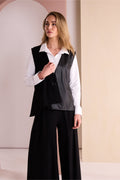 Naya NAW26107 White Jersey Top With Cotton Collar Cuff And Hem Panel Shop Naya at Dotique