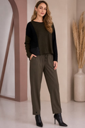 Naya NAW26116 Thyme Green Drawstring Trouser With Tab At Hem