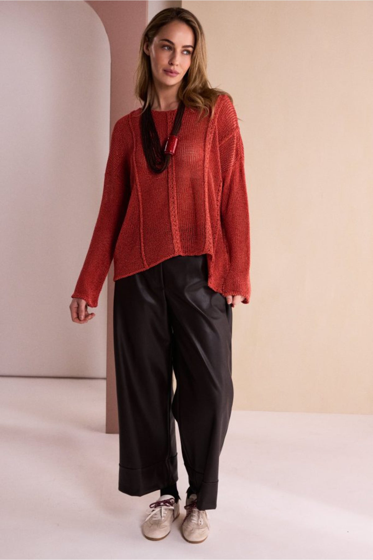 Naya NAW26120 Round Neck Knit with Cut Away Hem Tigerlily Shop Naya at Dotique