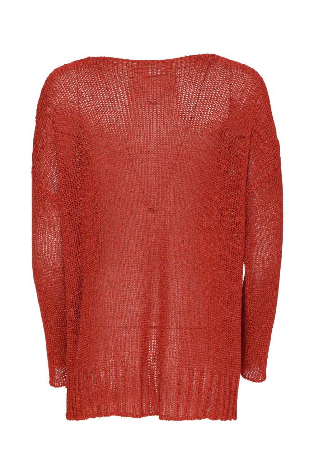 Red knit Naya NAW26120 Round Neck Knit with Cut Away Hem Tigerlily by Naya Shop Naya at Dotique
