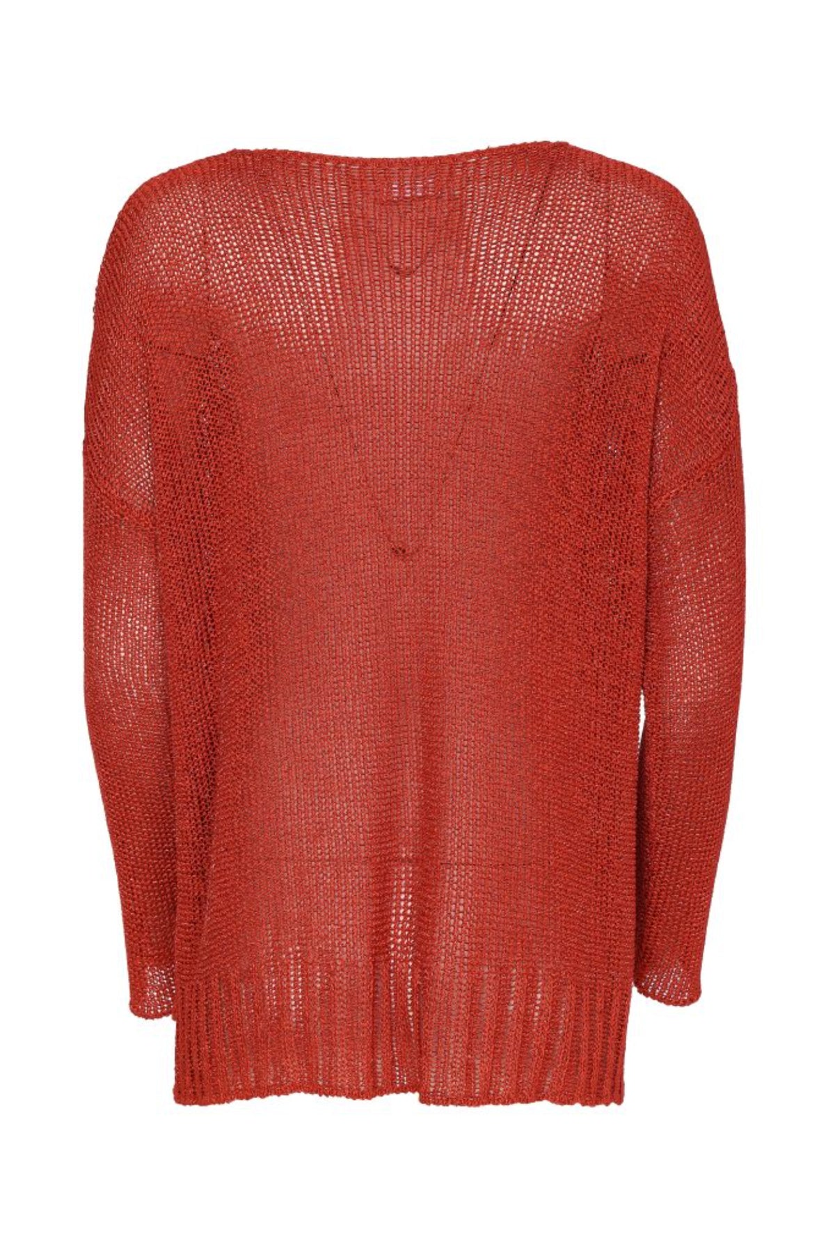 Red knit Naya NAW26120 Round Neck Knit with Cut Away Hem Tigerlily by Naya Shop Naya at Dotique