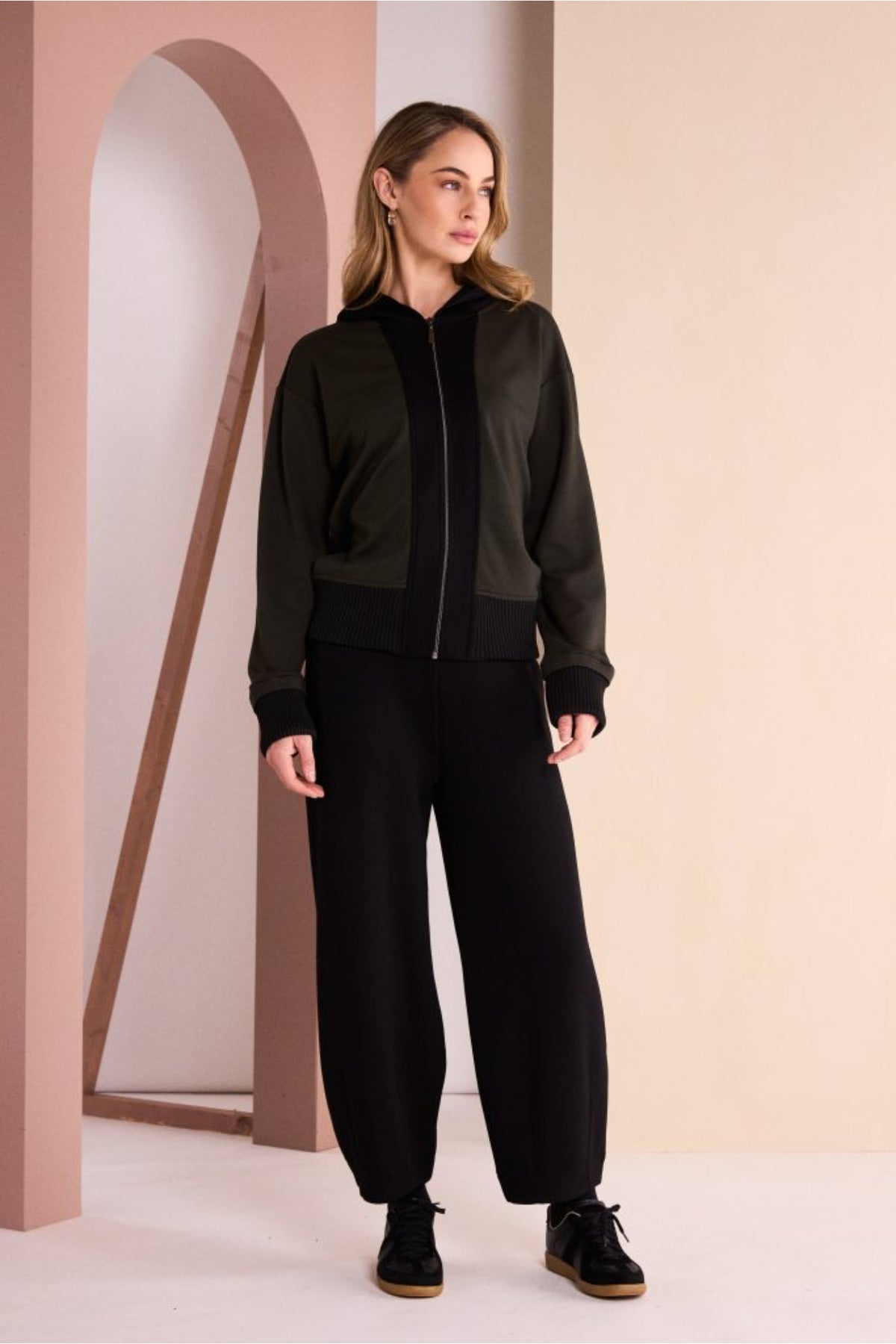 Naya NAW26144 Balloon Shaped Trouser with Darts at Hem Black Shop Naya at Dotique