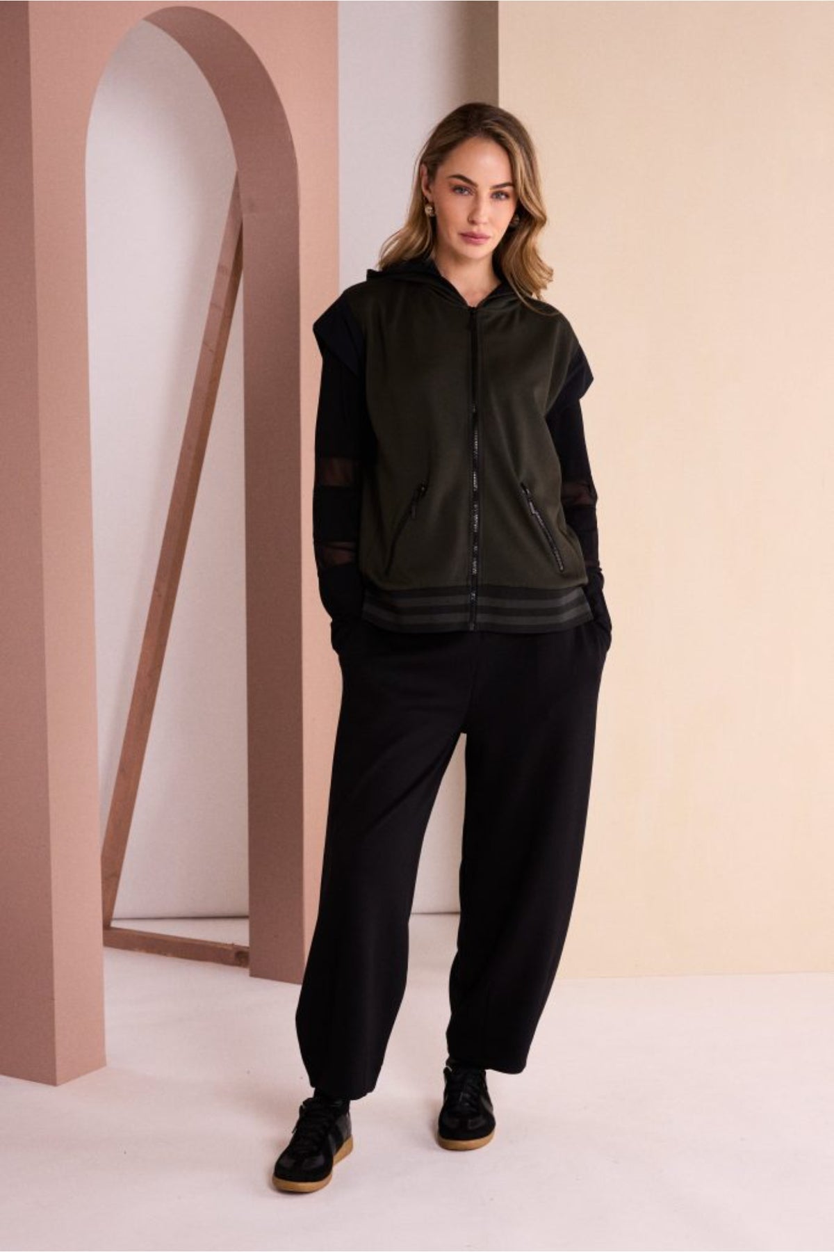 Naya NAW26144 Balloon Shaped Trouser with Darts at Hem Black Shop Naya at Dotique