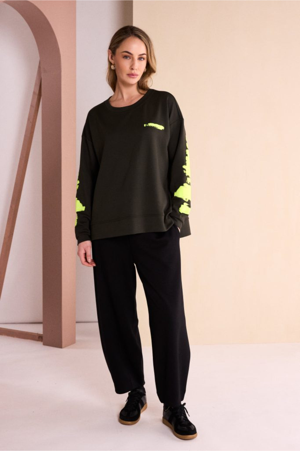 Naya NAW26144 Balloon Shaped Trouser with Darts at Hem Black. Shop Naya at Dotique