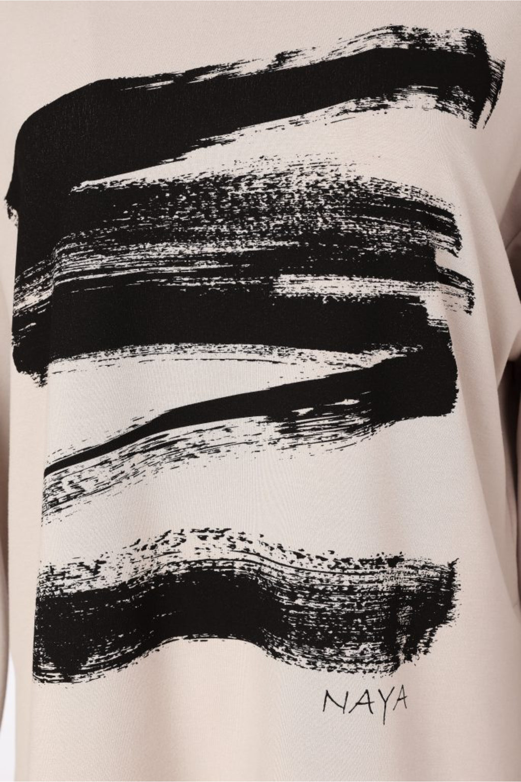Naya NAW26146 Brush Stroke Placement Print Top Mink/Black