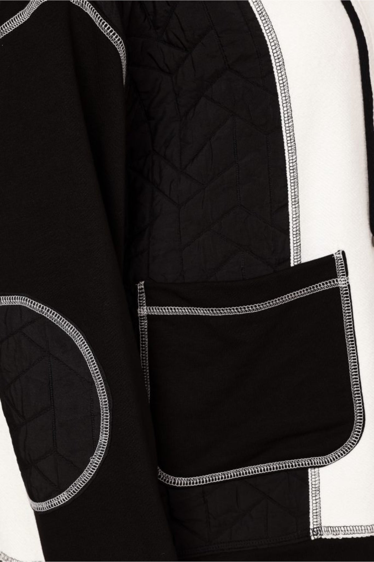 Naya NAW26168 Two Tone Black & Winter White Jacket With Coverseam Stitch Detail