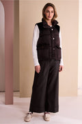 Naya NAW26176 Brown Quilted Waistcoat With Drawstring Hem With Contrast Shoulder