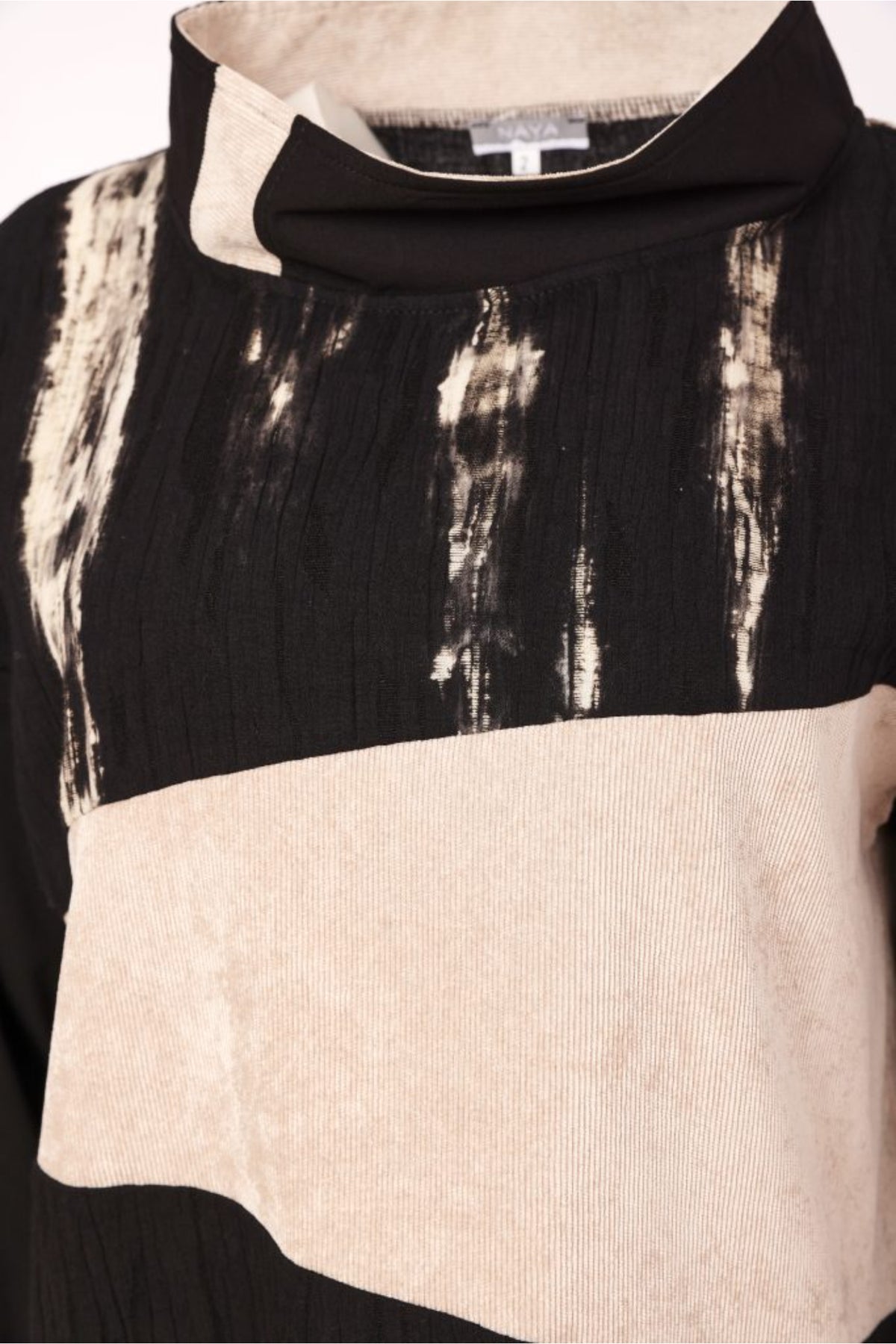 Naya NAW26243 High Neck Top with Corded Angle Section Black/Stone