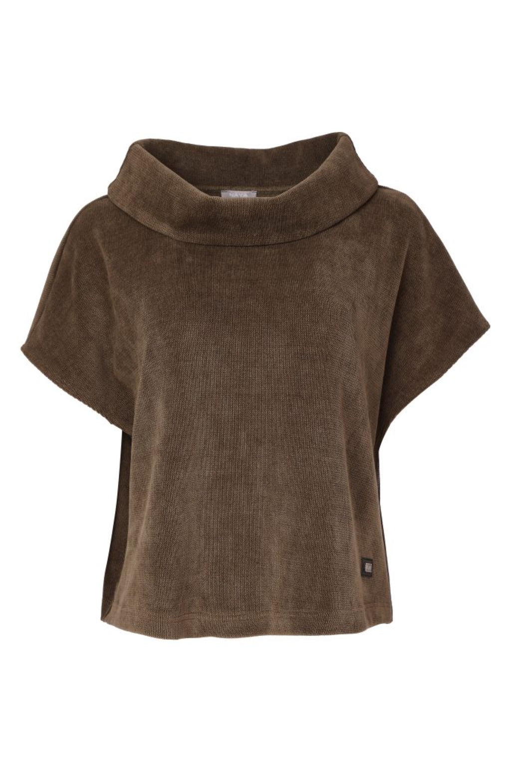 Naya NAW26253 Soft Ribbed Cowl Neck Top With Zip In Side Seam Army