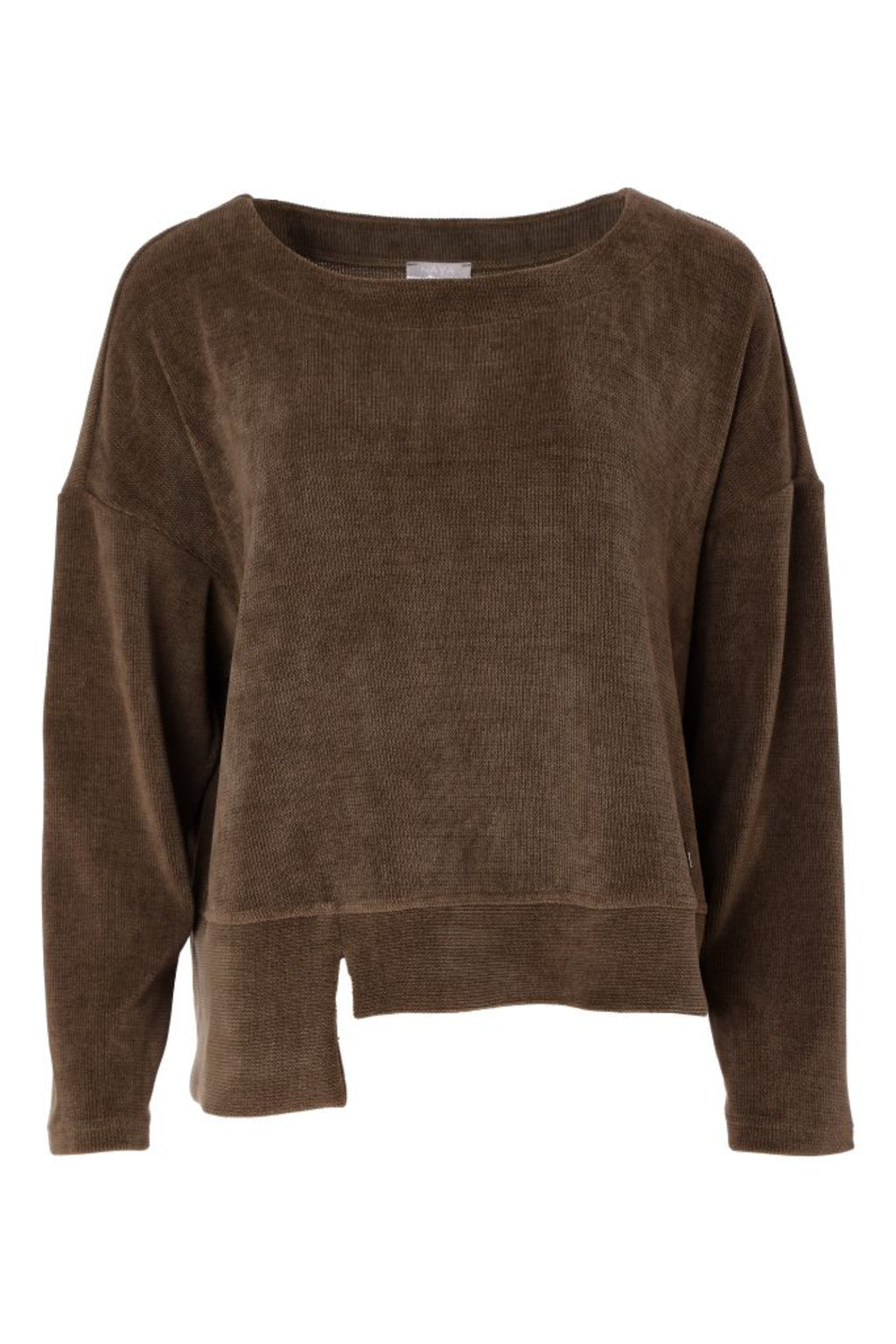 Naya NAW26254 Army Green Ribbed Round Neck Top