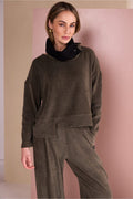Naya NAW26254 Army Green Ribbed Round Neck Top