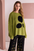 Naya NAW26261 Round Neck Knit with Spot Avocado & Black