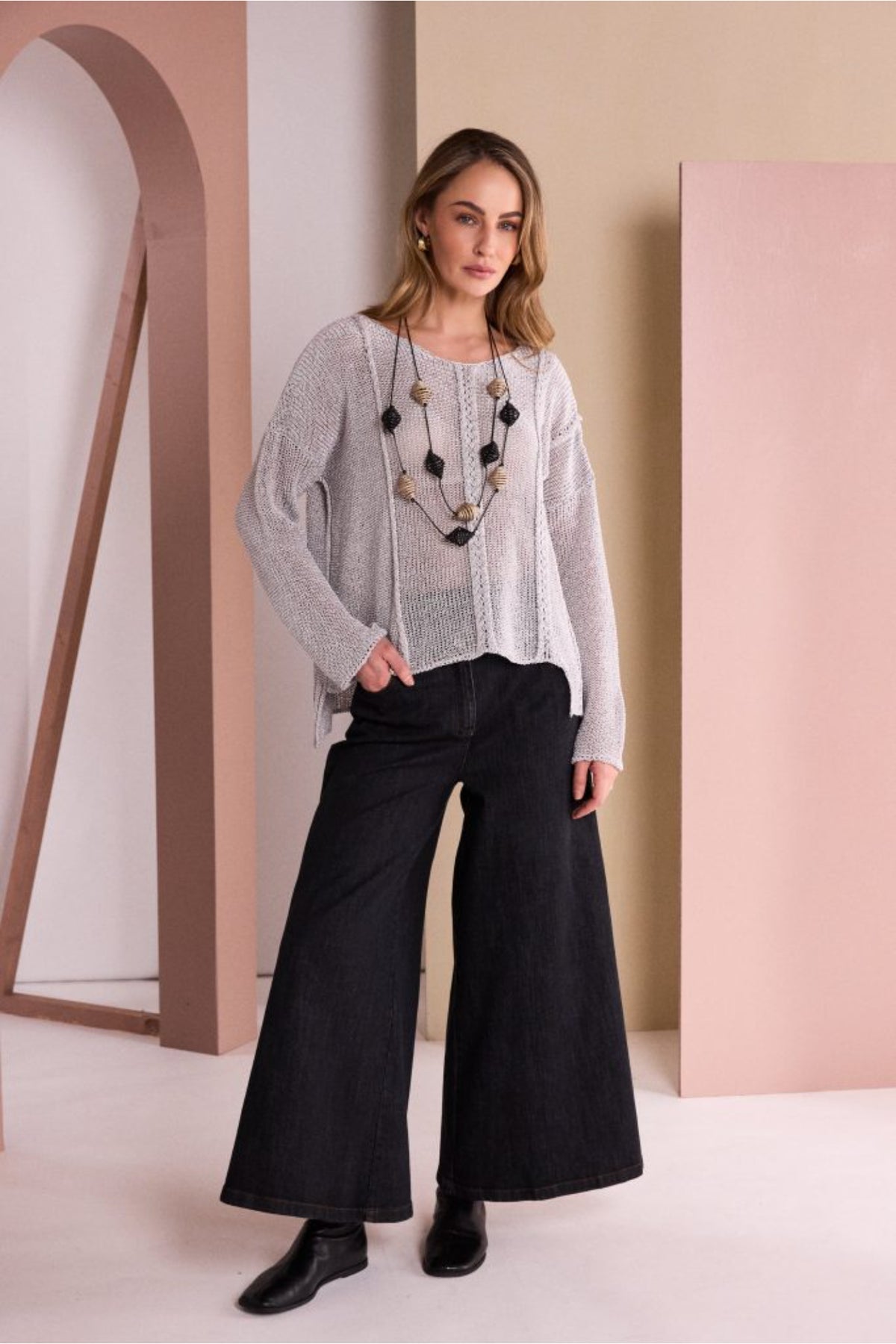 Naya NAW26282 Wide Leg Denim Jean Black Denim