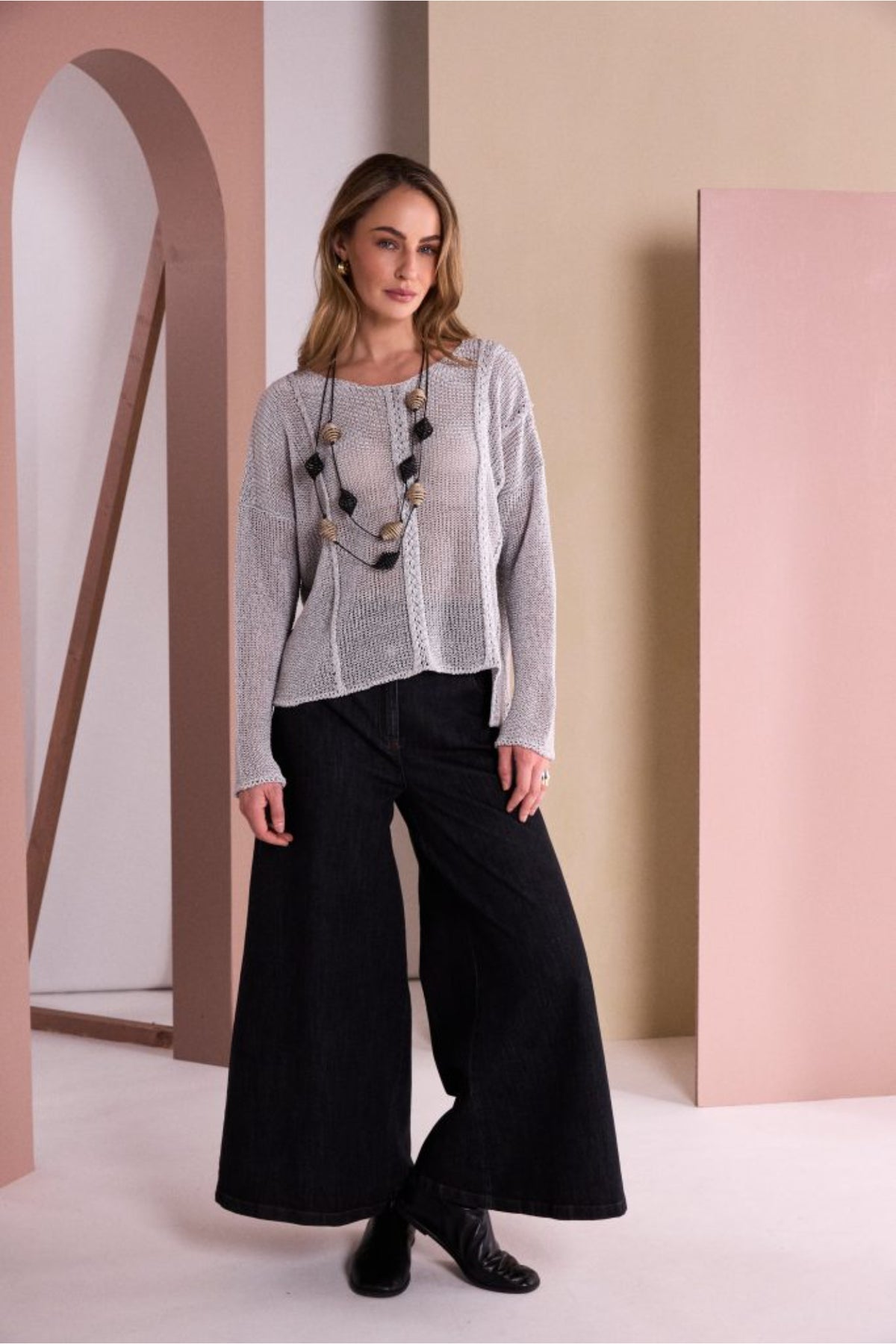 Naya NAW26282 Wide Leg Denim Jean Black Denim