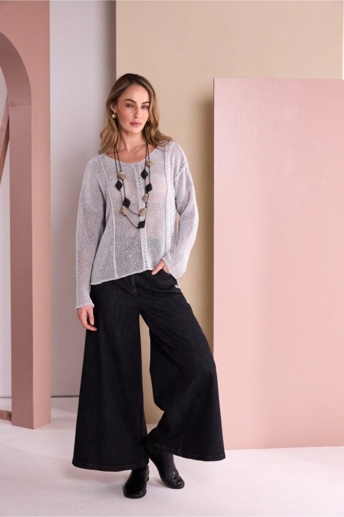 Naya NAW26282 Wide Leg Denim Jean Black Denim