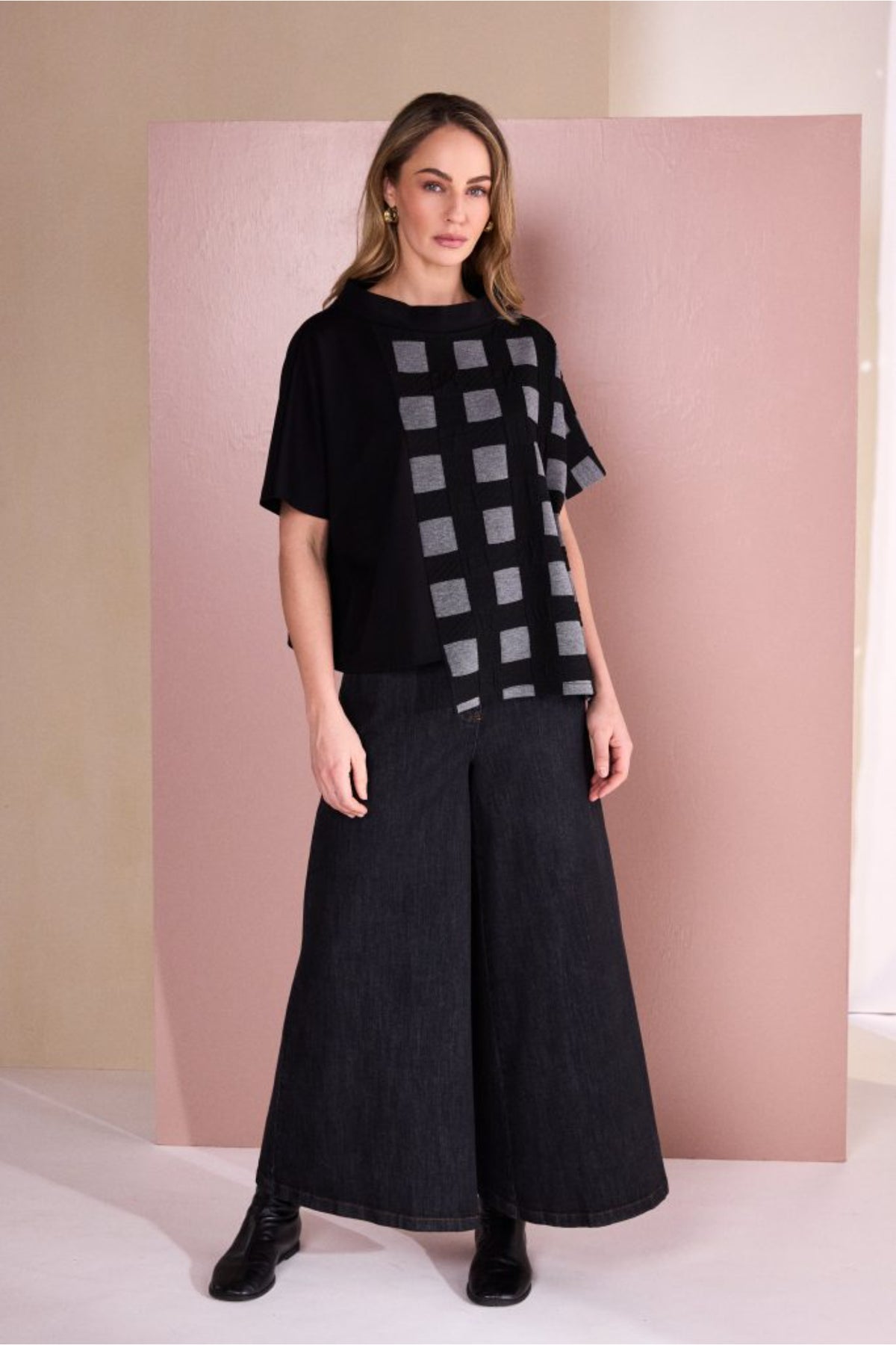 Naya NAW26282 Wide Leg Denim Jean Black Denim