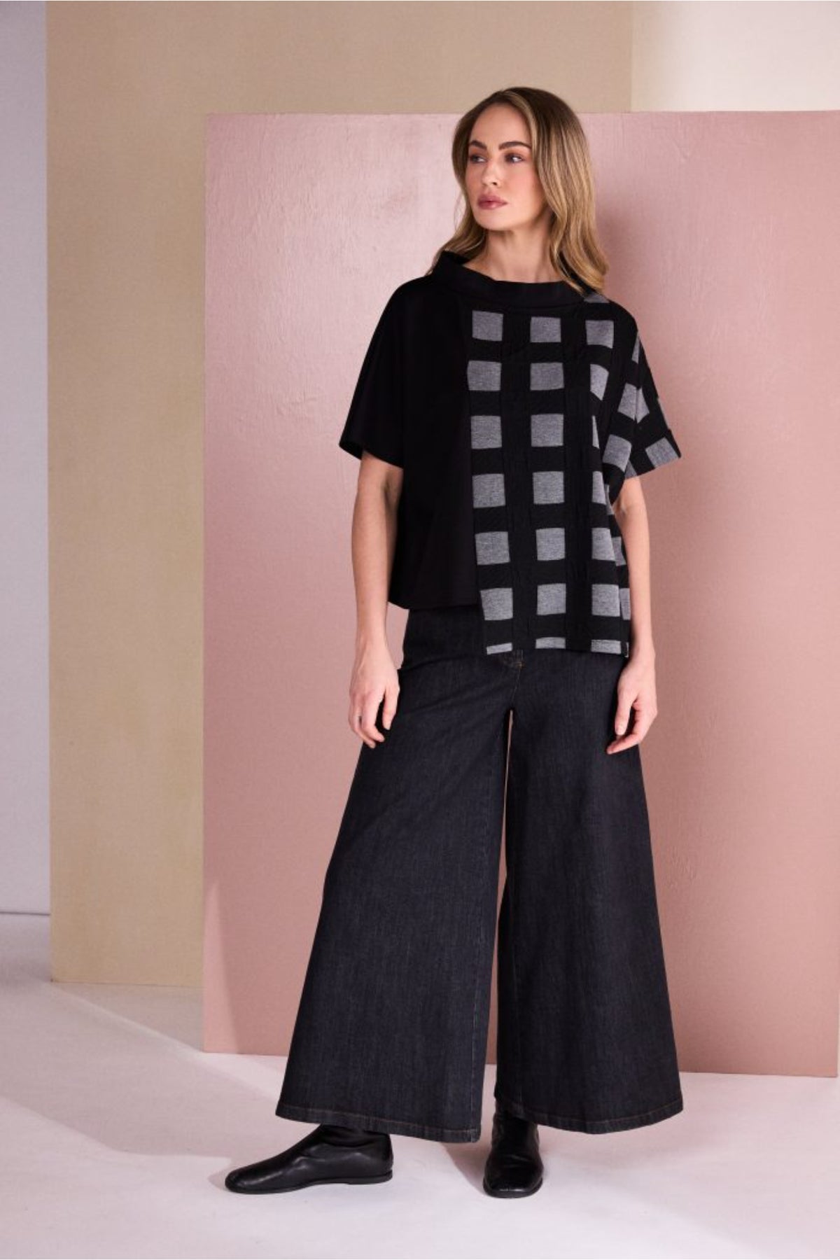 Naya NAW26282 Wide Leg Denim Jean Black Denim
