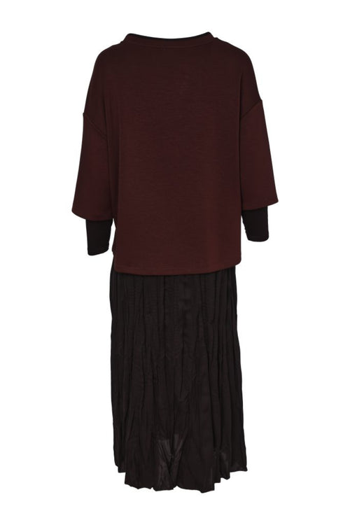 Naya NAW26315 Two Piece Crushed Black Dress With Brown Overtop Shop Naya at Dotique