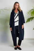 Naya NPA26170 Hooded Coat With D Ring Trim At Pockets French Blue