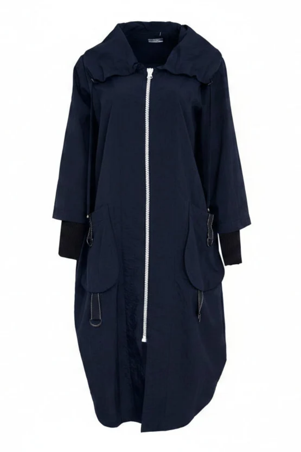 Naya NPA26170 Hooded Coat With D Ring Trim At Pockets French Blue