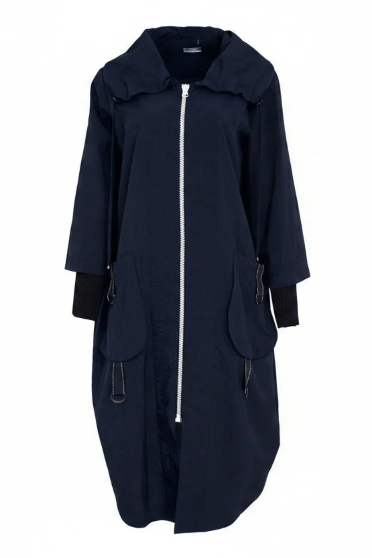Naya NPA26170 Hooded Coat With D Ring Trim At Pockets French Blue