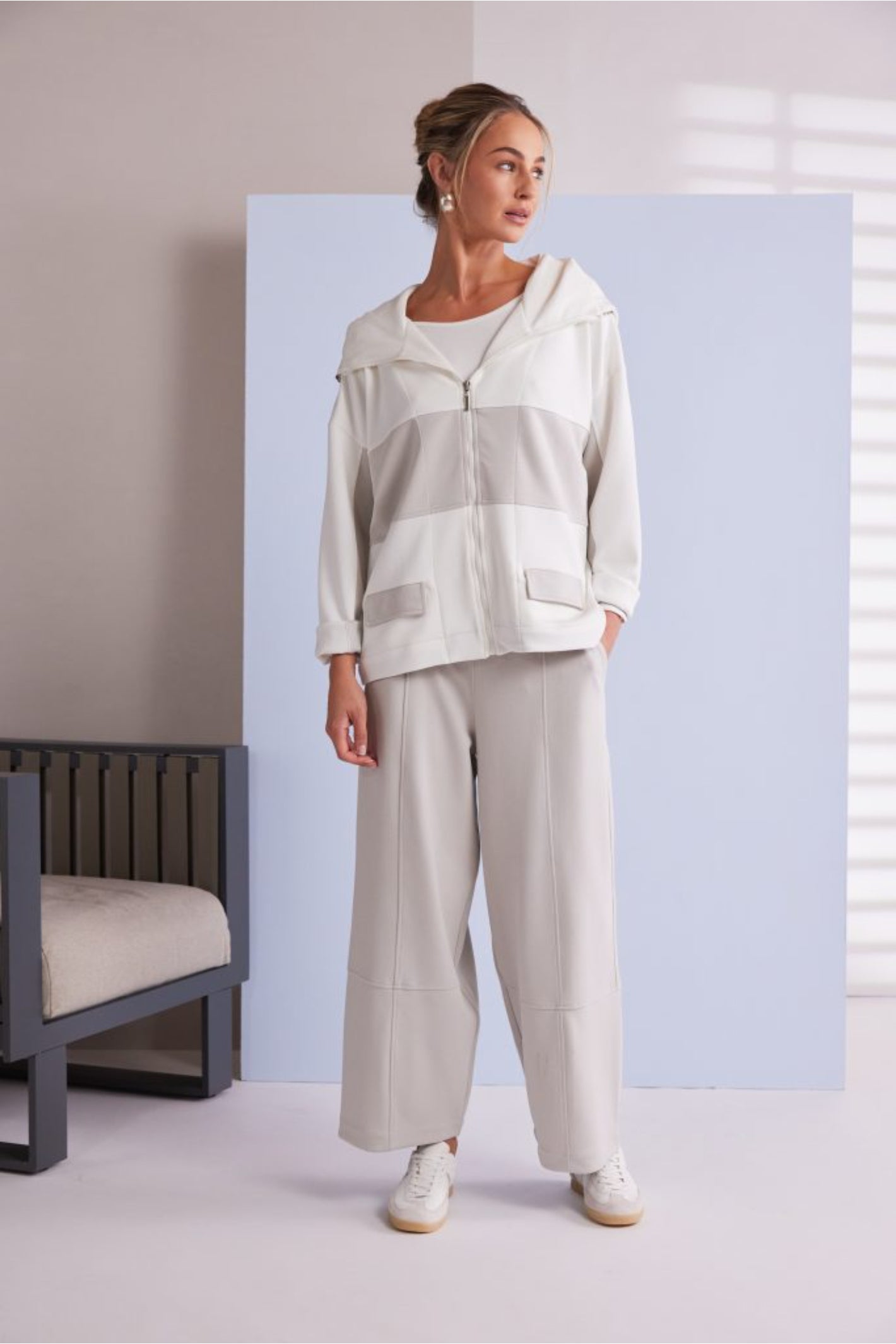 Na.e  na.e ナエ　Smooth Pants_Ivorygray NAYA Slim Leg Travel Trousers with Tab Hem Ash | Dotique – Dotique
