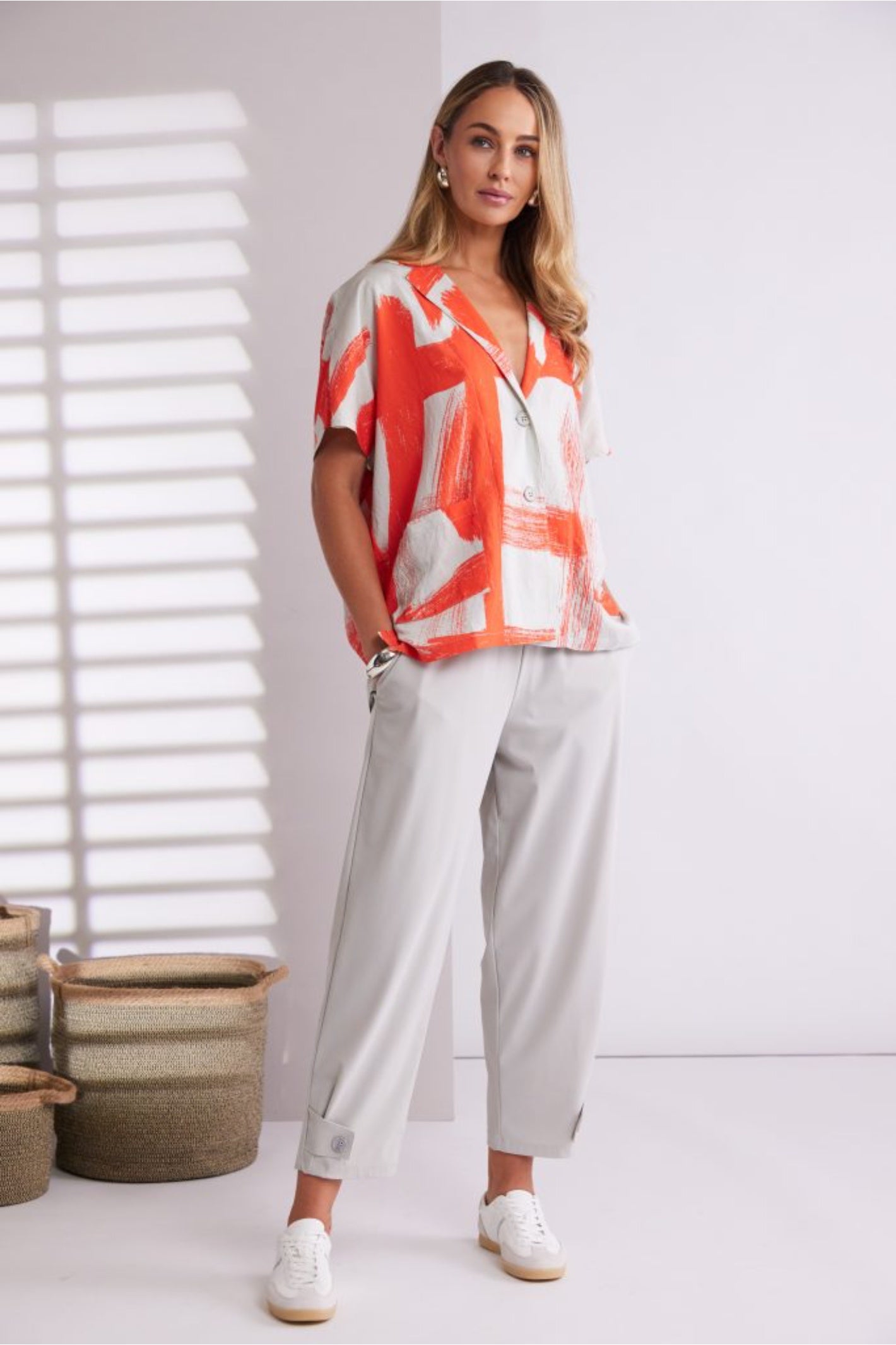 NAYA Slim Leg Travel Trousers with Tab Hem Ash | Dotique – Dotique
